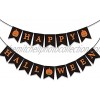 GEGEWOO Black HAPPY HALLOWEEN Banner Bunting with Pumpkin Sign Outdoor Indoor Home Decor for Mantle Fireplace Halloween Theme Party Decorations Supplies