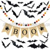 Halloween Banner Burlap Boo Banner Fireplace Banner and Orange Black Red White 30 pieces Wool Felt Ball Garland 8.2ft with 24 pieces 3D Bat Decor Happy Halloween Banner Halloween Spider Decor for Party Halloween Birthday Indoor Outdoor Fireplace Carnival 