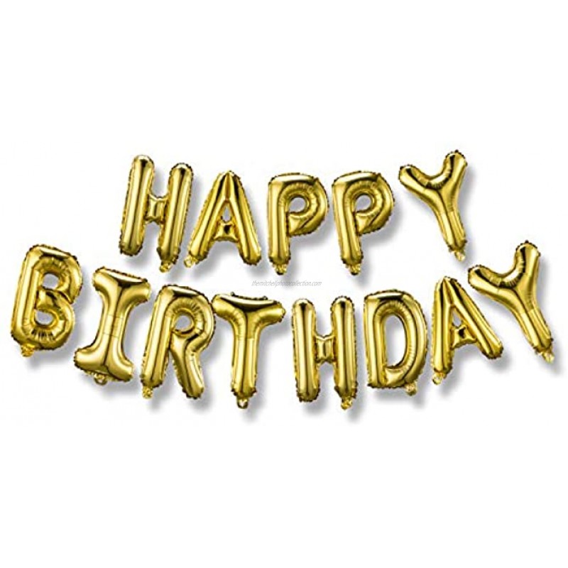 Happy Birthday Banner 3D Gold Lettering Mylar Foil Letters | Inflatable Party Decor and Event Decorations for Kids and Adults | Reusable Ecofriendly Fun