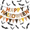 Happy Halloween Party Banner Decorations 3PCS Happy Halloweem Banner with 12PCS 3D Bat Wall Decals for Halloween Party Decorations Supplies
