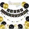 Happy Retirement Banner Gold Black Balloons with Sash GAGAKU Retirement Party Decorations Supplies for Men Women