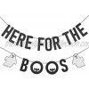 Here For The Boos Banner Black Glitter- Halloween Party Decorations,Here For The Boos Decorations,Bat Decorations,Halloween Decorations for Haunted House Home Fireplace Mantel Decor,Hocus Pocus Party Decorations