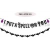 I Put A Spell On You Banner Black Glittery Halloween Scary Bats Banner Halloween Party Decorations Haunted House Decorations Halloween Mantle Decor