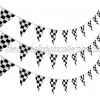 Pangda 10 Meters Checkered Black and White Pennant Banner Flags Racing Party Banner Decorations for Race Car Party Sport Events