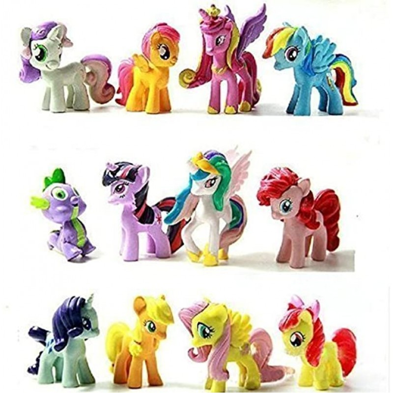 12pcs Miss Pony Colorful Cupcake Cake Topper PVC Action Figures Toy Dolls Decoration