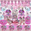 184 PCS LOL Party Supplies Birthday Party Decorations Packs include Birthday Banner Tablecover Cake Toppers Plates Gift Bags Balloons and Tableware for Kids Girls Party Supplies.