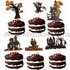6 Pcs Halloween Scary Party Decoration Happy Halloween Cake Toppers Witches Pumpkin Bat Ghost Cake Decorations for Halloween Party Supplies