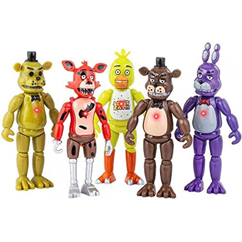 Five Nights at Freddy's 5pcs Action Figures 6 inches Set of Gifts Cake Toppers Foxy Articulated Action Toys Dolls Chritmas Gifts ,Cake Decoration