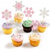 24Pcs Pink Glittery Christmas Cake Topper Snowflake Cupcake Toppers-Winter Wonderland Baby Shower Decorations Winter Wonderland Birthday Party Decor,Christmas Cake Decor Winter Baby Shower Decorations