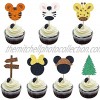28 PCS Glitter Mickey Animal Cupcake Toppers Jungle Animal Cake Decorations for Baby Shower Jungle Theme Party Kids Birthday Party Supplies