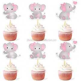48pcs Pink Elephant Cupcake Toppers It Is A Girl Baby Shower Cupcake Picks Decoration Baby Girl Birthday Party Supplies