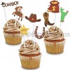Amosfun 72PCS Cowboy Cupcake Toppers Little Western Cowboy Party Cake Toppers Cowboy Birthday Cupcake Toppers