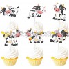 Dessert Cupcake Topper Bell Cow White Black Glitter Baby Shower Theme Decorations Happy Birthday Party Decor Supplies Set 18pcs