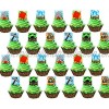 Pixel Cupcake Toppers and Wrappers 24 Cupcake Toppers and 24 Cupcake Wrappers Pixel Party Supplies Pixel Party Decorations Cupcake
