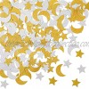 400 Pieces Glitter Star and Moon Paper Confetti Double Side Table Paper Confetti Sequin for Wedding Birthday Baby Shower Moon and Star Party Ramadan Mubarak Decor Gold Silver