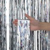 2 Pieces 3.28 x 6.56 FT Metallic Foil Fringe Curtain Tinsel Foil Fringe Curtain Fringe Holidays Party Decoration Photo Backdrop for Wedding Engagement Birthday Bachelorette Stage Decor Silver