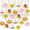 20Pcs Fall Party Hanging Swirl Decorations Autumn Pumpkin Maple Leaf Thanksgiving Hanging Foil Swirls Streamers Fall Themed Door Ceiling Decoration for Thanksgiving Halloween Birthday Party Supplies