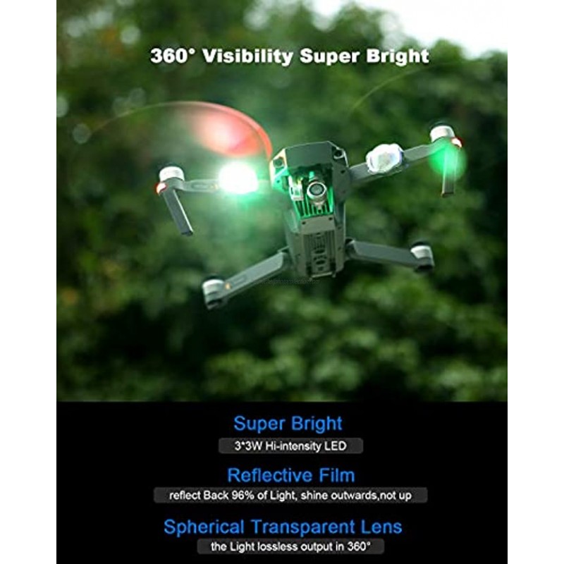 LUCORB T-T3 Drone Strobe FAA Anti-Collision Lights Drone Led Night Light 3 Colors Heading Indication Battery Indicators Fits DJI Mavic Mini,Mavic Air 2 Mavic Pro Phantom