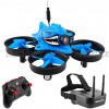 Makerfire Micro FPV Racing Drone with FPV Goggles 5.8G 40CH 1000TVL Camera RTF Tiny Whoop Mini FPV Quadcopter for Beginners,Altitude Hold One Key Return Headless Mode Armor Blue Shark