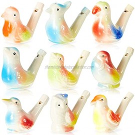 9 Pieces Bird Water Whistles Porcelain Bird Water Whistle Warbling Bird Whistle Colorful Ceramic Bird Whistles Toys for Kids Toddlers Birthday Present
