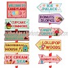 20 Pieces Candy Land Party Sign Welcome Directional Signs Street Sign Photo Prop Cutouts for Sweet Theme Birthday Decoration