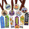 24 Pieces Halloween Medal Trophies and Trophy Ribbons for Halloween Award Party Celebration and Spooky Contest Rewards