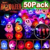 50 Pack LED Light Up Ring for Kids Halloween Birthday Party Favors Flashing Glow in The Dark Rave Halloween Party Supplies Boys Girls Soft Toy Rubber Ghost Pumpkin Skeleton LED Finger Lights Best Gift