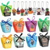 Halloween Candy Bags Treat Bags 36PCS Halloween Decorations Halloween Party Supplies for Treat or Trick Halloween Goodie Bags for Kids 9 Pattern Designs Halloween Favors with Keychains + Ribbons
