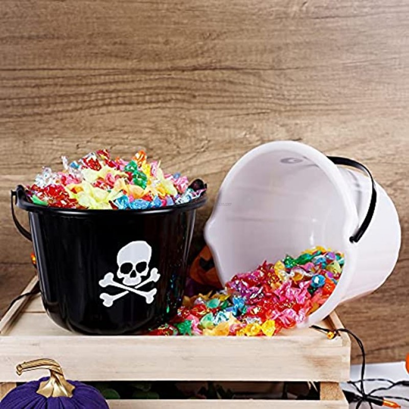 Zcaukya Halloween Candy Bucket Set of 3 Halloween Plastic Jack-O-Lantern Skull Ghost Pails Portable Plastic Candy Trick or Treat Basket for Halloween Party Supplies Orange White Black