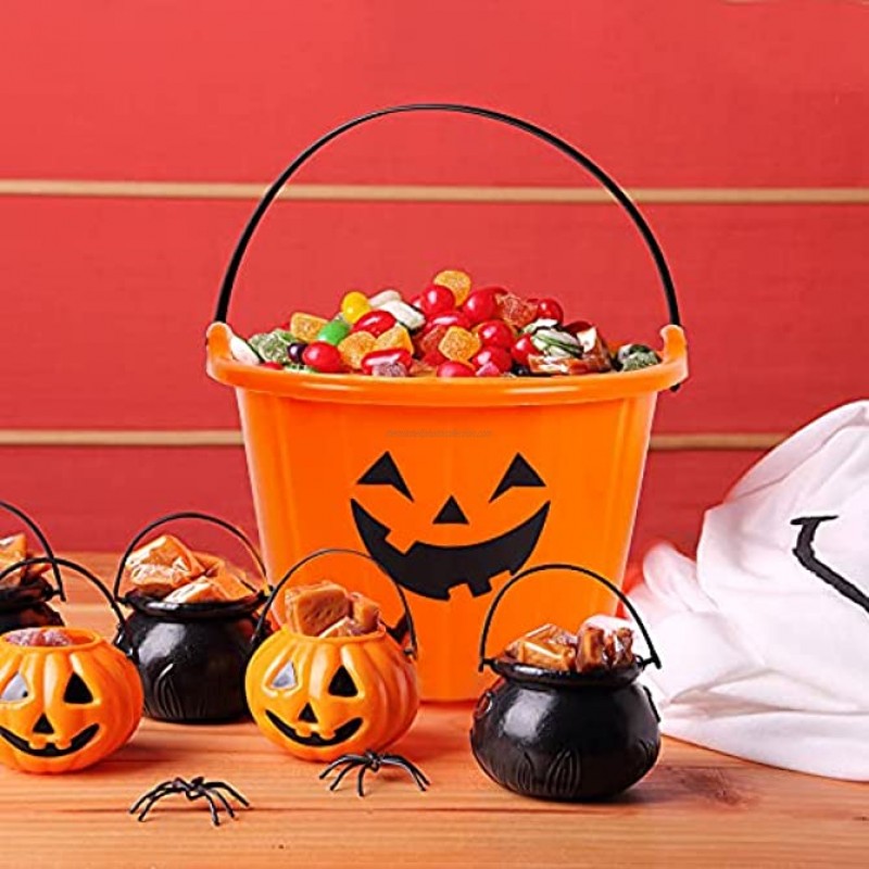 Zcaukya Halloween Candy Bucket Set of 3 Halloween Plastic Jack-O-Lantern Skull Ghost Pails Portable Plastic Candy Trick or Treat Basket for Halloween Party Supplies Orange White Black