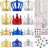 12 Pieces Foam Princess Tiaras Foam Crown Craft with 928 Pieces Gem Stickers Jewels Stickers 12 Gem Rings Party Favors