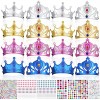 16 Pieces Foam Princess Tiaras and Crowns Making Your Own Tiaras with Crystal Diamond Sticker Princess King Crown for Kids