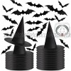 20 Pieces Halloween Witch Hat Black Hanging Floating Witch Hat Costume Witch Accessory Caps 60 Pieces 3D Bat Stickers Wall Decal with 98 Feet Hanging Rope for Halloween Yard Party Favor Decoration