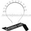 Birthday Headpiece Girl Tiara Headband Birthday Satin Sash for Party Decorations Supplies
