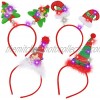 JOYIN 4 Pcs Light-Up Christmas Headbands with LED lights in Santa Hats & Christmas Tree Designs for Christmas Supplies and Holiday Parties Favors ONE SIZE FITS ALL