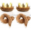 Where The Wild Things are Max Costume Party Supplies Wild One Crown Tail Dress Up Party Cake Smash Things King of the Jungle,Halloween Headbands 4PCS