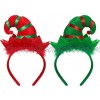 WILLBOND 2 Pieces Christmas Headband Elf Headband Multicolored Elf Hat Headband for Girls Women Christmas Party Favors