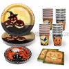 100 PCS Frightfully Halloween Party Supplies Disposable Dinnerware Set Dinner Paper Plates? 7-inch plates?20pcs? 9-inch plates?20pcs? and paper cups?40pcs??Halloween dinner plate?