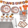 138 PCs Thanksgiving Party Supplies Tableware Set Thanksgiving paper plate and napkins set for 16 guests Including Banner,cup Plates and Napkins Tablecloth Cutlery Cake Wrapper and Cake Topper