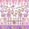 235 PCS Baby Shark Birthday Decorations for 20 Guests Pink Baby Shark Party Supplies for Girl include Tableware Happy Birthday Banner Baby Shark Balloons Cake Topper Blowouts