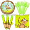 Monkey Value Party Supplies Pack 58+ Pieces for 16 Guests Value Party Kit Monkey Party Plates Monkey Birthday Napkins Forks Tableware