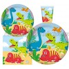 Serves 30 | Complete Party Pack | Dinosaur Birthday Party Supplies | 9" Dinner Paper Plates | 7" Dessert Paper Plates | 9 oz Cups | 3 Ply Napkins | Dinosaur Themed Birthday Party Supplies