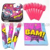 Superhero Girl Value Party Supplies Pack 58+ Pieces for 16 Guests Value Party Kit Superhero Girl Party Plates Superhero Girl Birthday Superhero Girl Party Supplies Napkins Forks Tableware