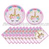 Unicorn Birthday Decorations For Girls Party Supplies Set Unicorn Plates and Napkins Magical Unicorn Birthday Party Decorations for Girls and Baby Shower 96 Pcs