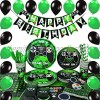 WERNNSAI Video Game Party Supplies Gaming Party Decoration Boys Birthday Party Cutlery Bag Table Cover Plates Cups Napkins Straws Utensils Birthday Banner & Balloons Serves 16 Guests 169 PCS