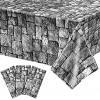 3 Pieces Stone Wall Tablecloths Halloween Table Covers Brick Wall Decorations Disposable Plastic Medieval Castle Themed Brick Stone Table Cloth for Halloween Birthday Party Suplies 108 x 54 Inches