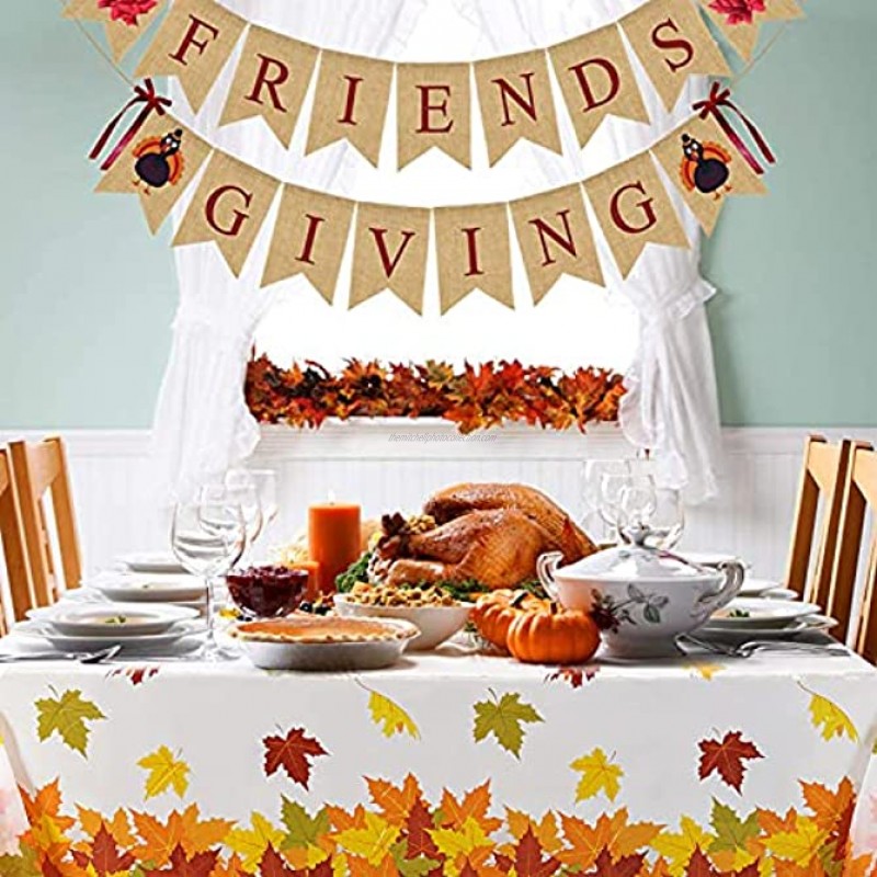 3pcs Fall Leaf Tablecloth Maple Leaf Tablecloth Autumn Plastic Table Cover for Thanksgiving Party Autumn Harvest Fall Party Decorations