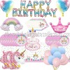 AinDen Unicorn Birthday Party Supplies for 16 Guests All in One Unicorn Decorations with Rainbow Unicorn Balloons 7 & 9'' Plates Napkins Cupcake Stand Tablecloth