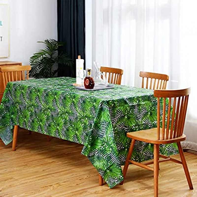Animal Safari Theme Zoo Print Table Cover Tablecloth Party Supplies Ideal for Birthday Parties Animal Theme Party Baby Showers Zoo Jungle Safari Themed Party Decorations Palm Leaf Tablecover