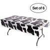 Cow Print Tablecloth Pack of 6 54 x 72 Inch Tablecloths for Farm Animal Themed Parties Birthday Party Supplies and Picnic Table Covers Black and White